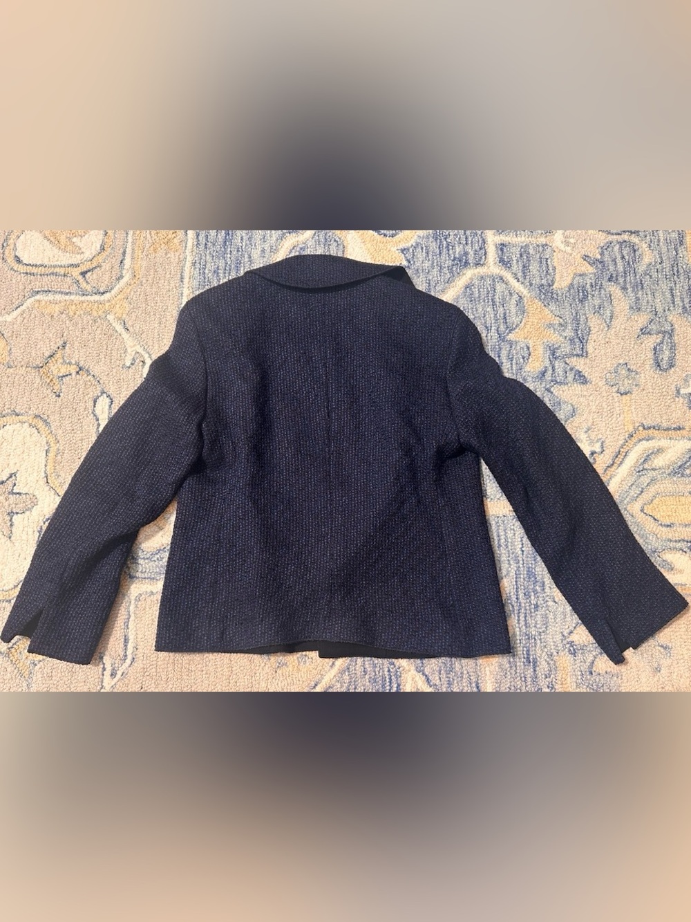 Akris Punto Blue Button Front Lined Wool Blend Jacket 4 Cropped Quiet Luxury - Picture 3 of 10
